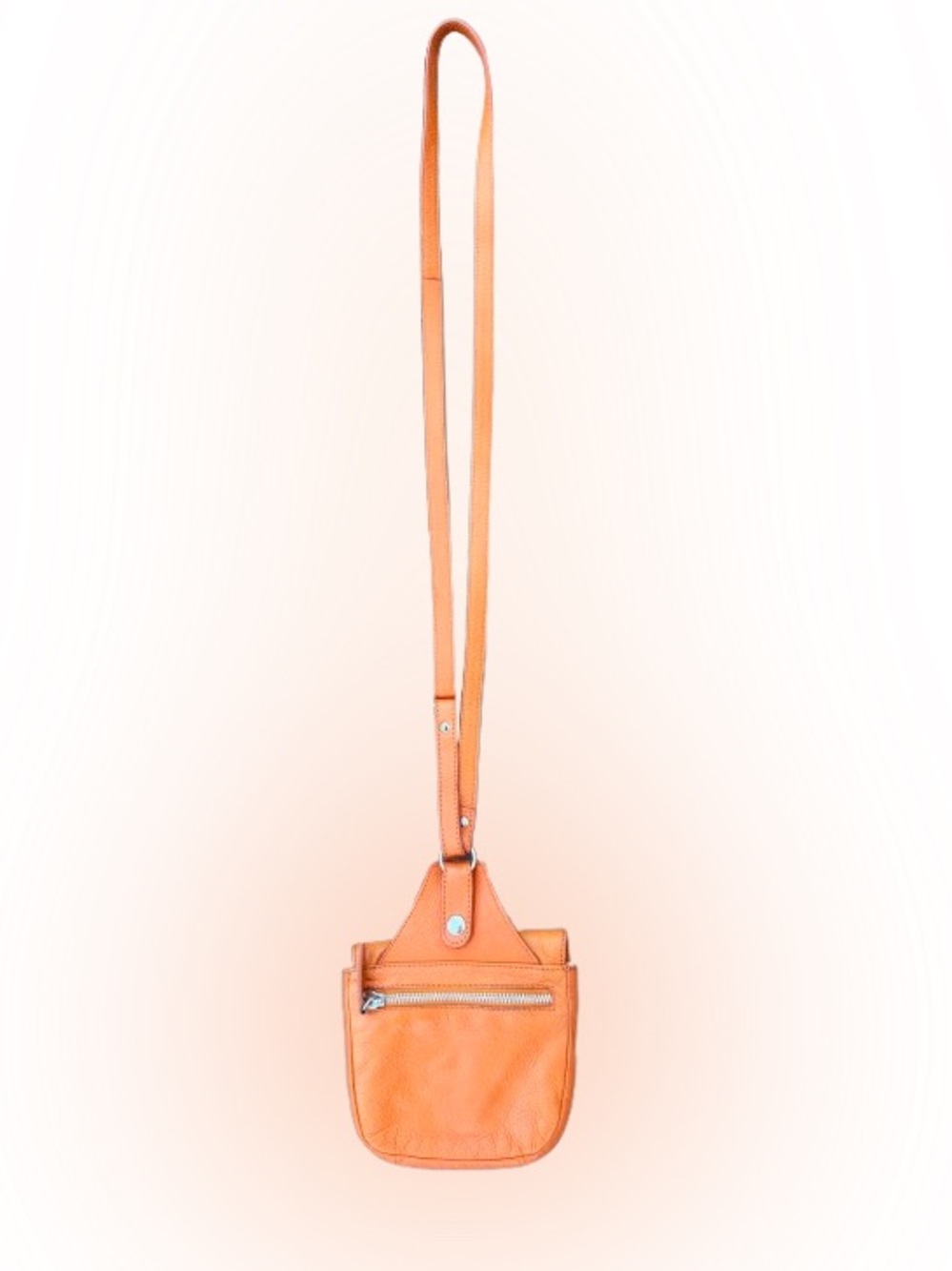 Sundance Italy Orange Pebbled Leather Mini Crossbody Boho Festival Pocket Purse - Picture 5 of 7